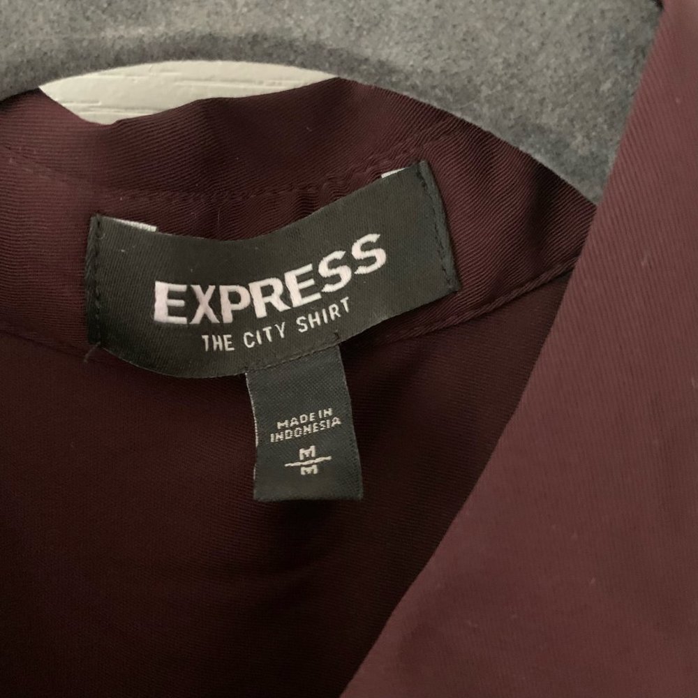 Maroon, Button Up, Chiffon, Professional Blouse - image 2